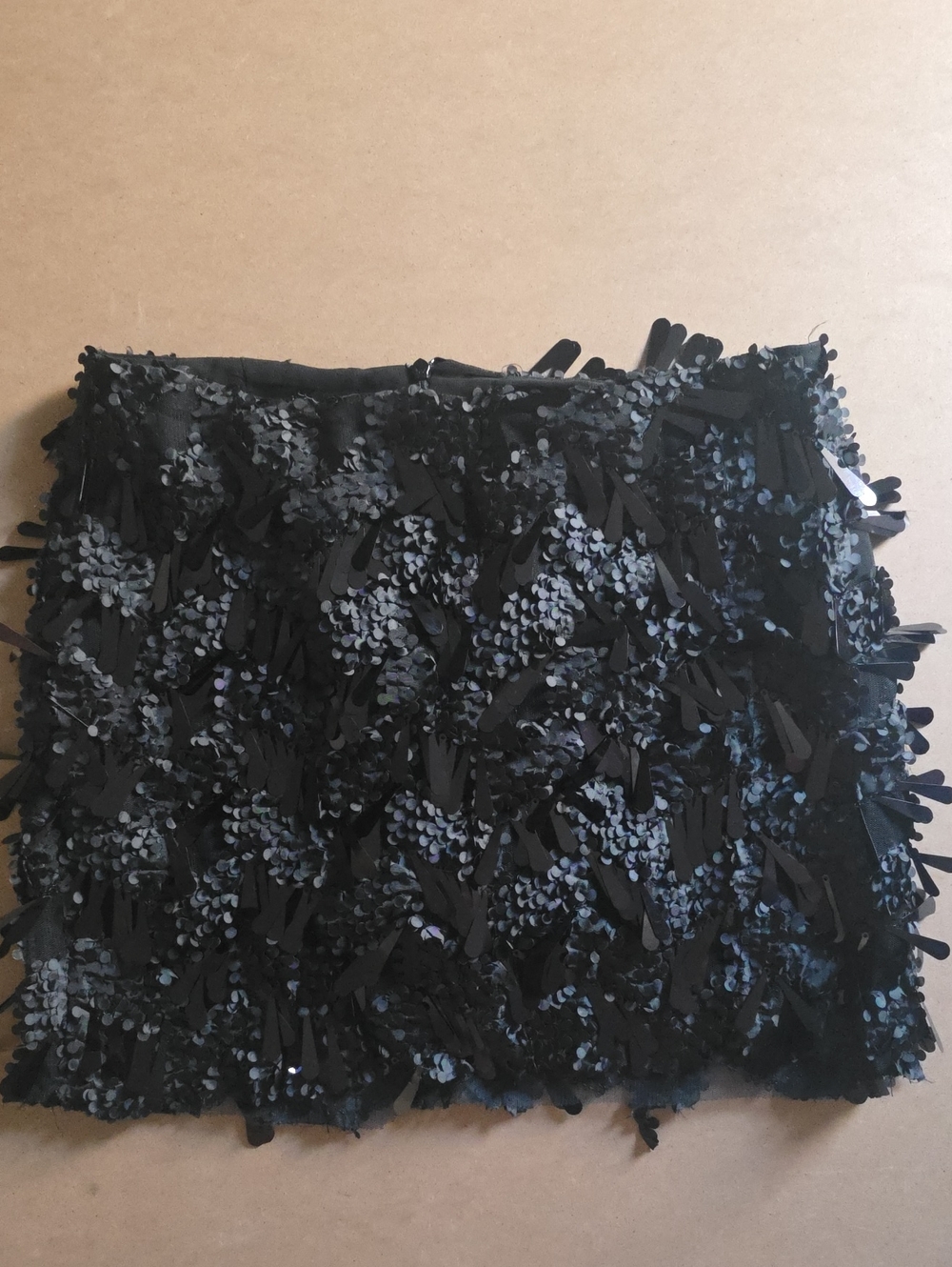 Zara Black Sequin & Fringe Mini Skirt